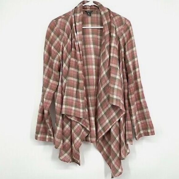 EDDIE BAUER Plaid Open Waterfall Roll-tab Top - Picture 3 of 16